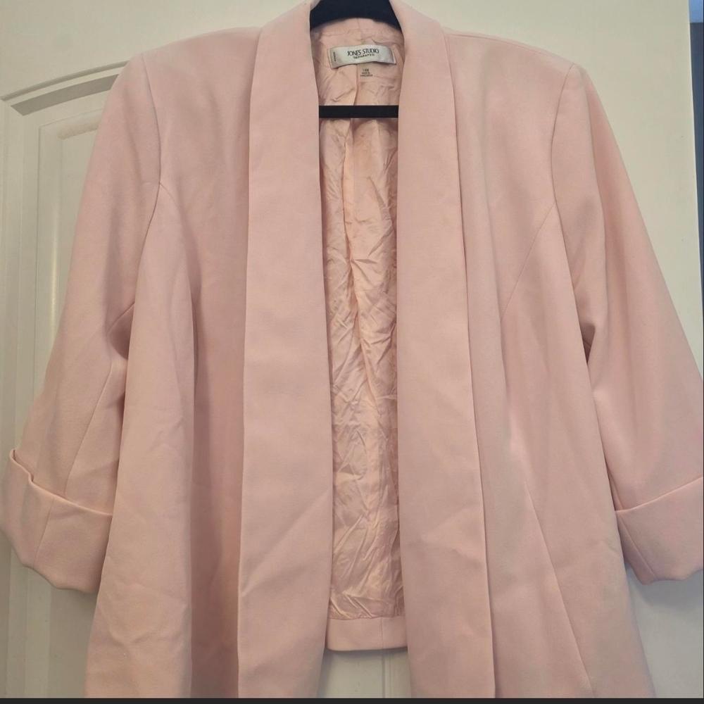 Jones Studio Pale Pink Open-Front Blazer
